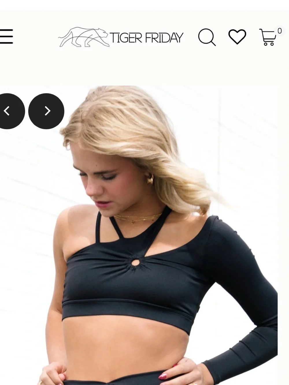 Tiger Friday Blondie Crop Top Black One-Shoulder Cutout size girls medium